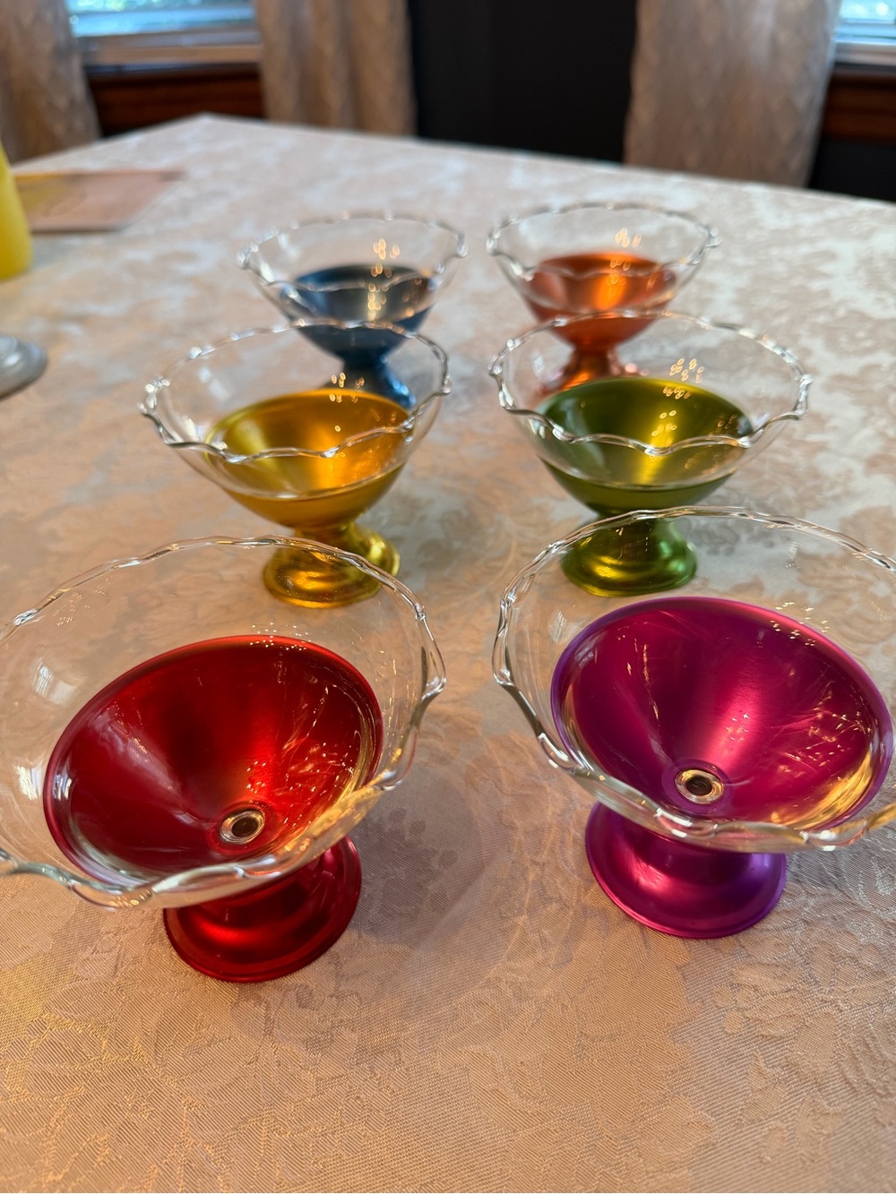 Colored Glass Dessert Bowls - Set of 6 - Picture 2 of 7